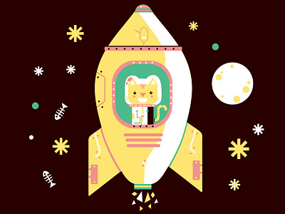 Therevengeofthekatzevommars astro cat illustration katze mars rakete rocket