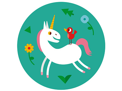 Unicorn Drib bird button illustrations unicorn