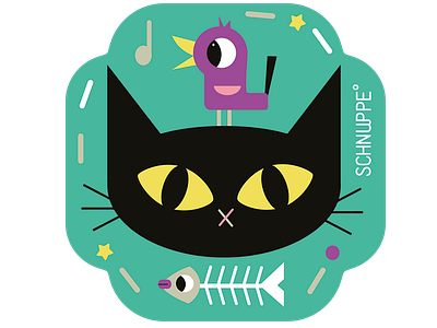 Kleber6x6drib Trans bird cat fish sticker