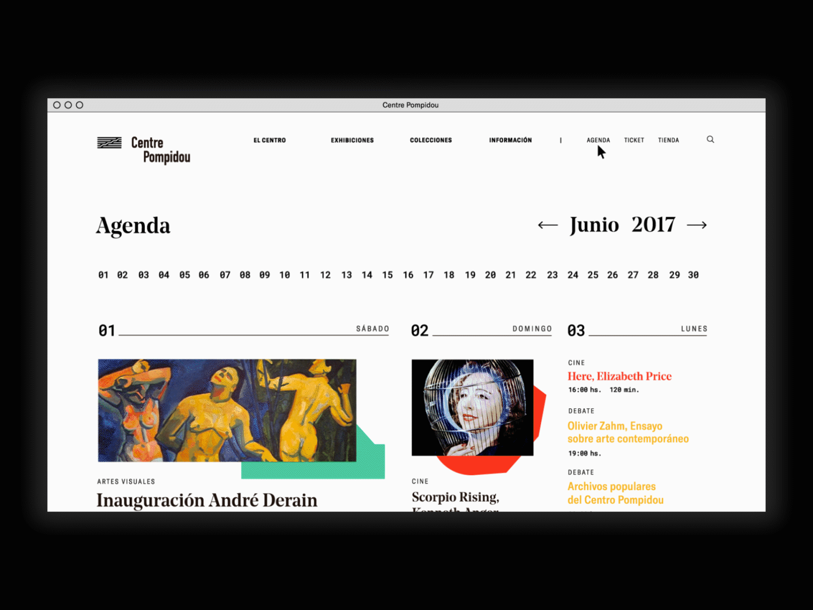 Center Pompidou Agenda art direction design graphic design grid typography ui ux web design website