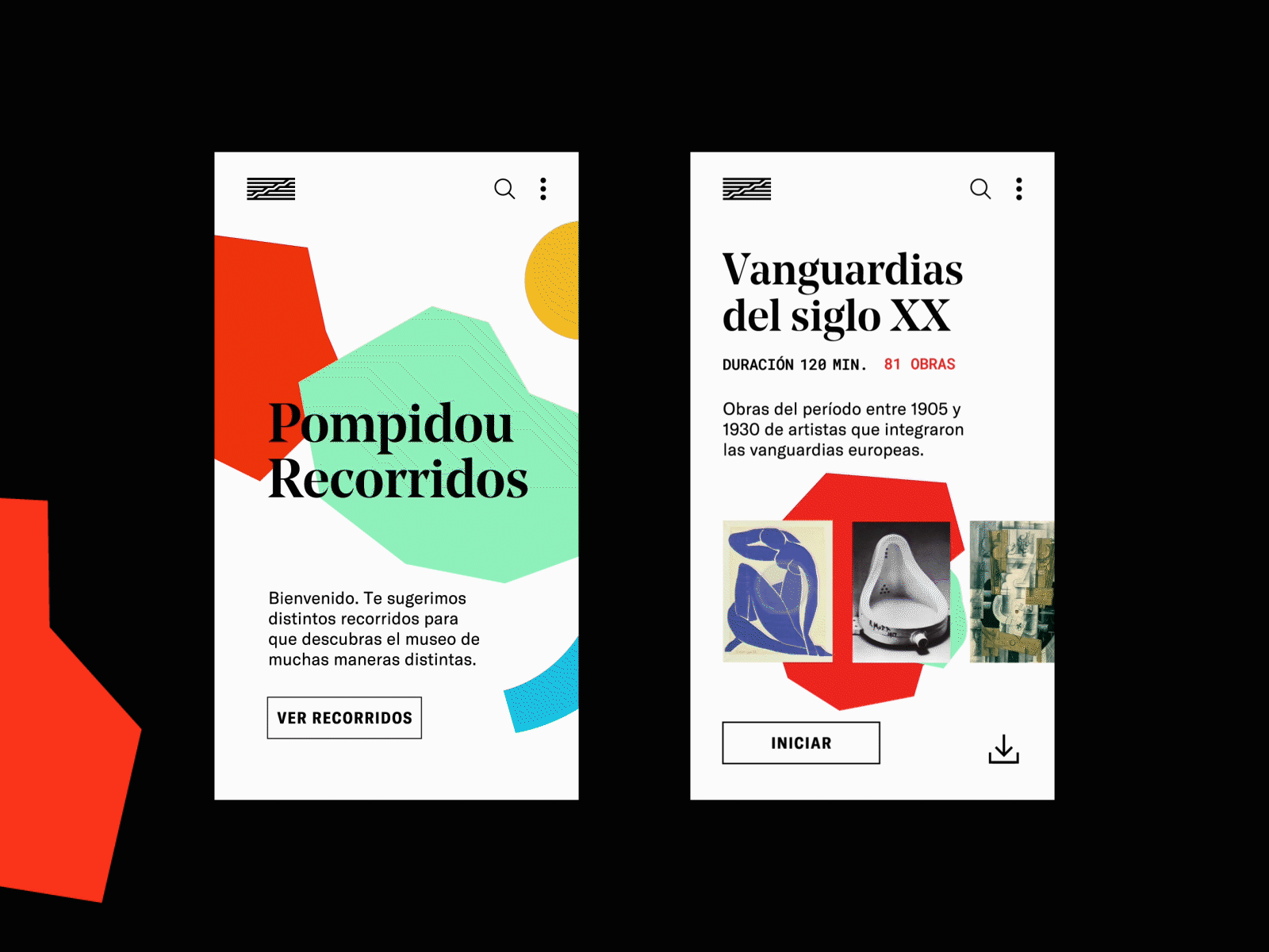 Centre Pompidou App app design art direction design graphic design museum typography ui website