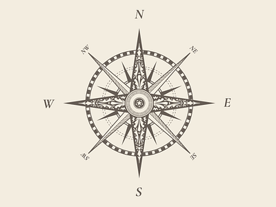 Old School Compass cardinal compass direction illustration nautical vintage