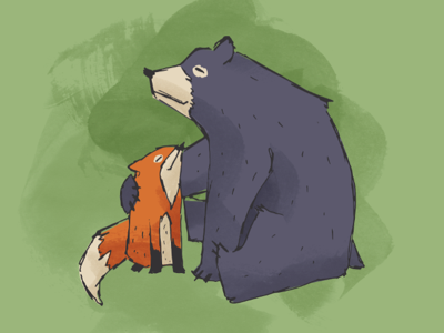 Fox & Bear Print bear fox illustration