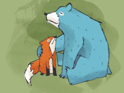 Fox & Bear v2 illustration kids wall art