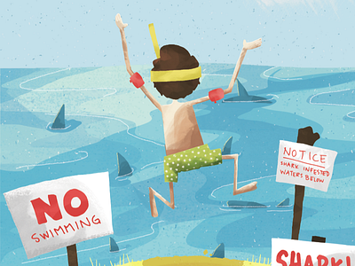 Sharks Ahoy! digital illustration magazine sharks swimming