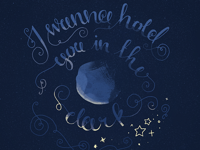 Lyrical Typography blue hand lettered illustrated illustration lettering letters mumford night stars type typography