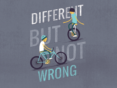 Different But Not Wrong bike blue illustration magazine purple texture type unicycle