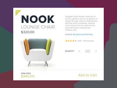 Day 002 - Product Card add card cart chair e commerce material modal product shop to