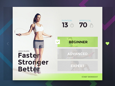 Day 008 - Fitness Card better clean crossfit faster fitness interface motion sport widget workout