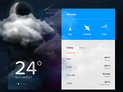 Day 010 - Weather Widget app flat interface storm temperature travel ui weather widget