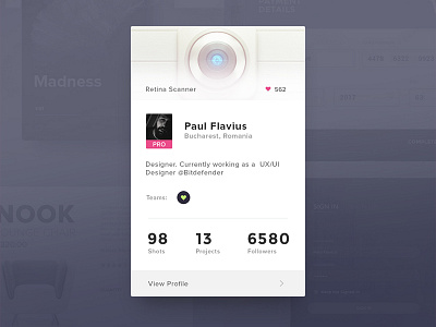 Day 019 - Dribbble Profile Card about card design dribbble info player profile shots stats