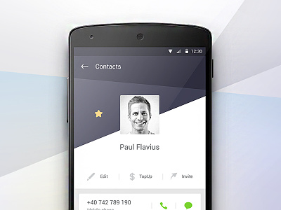 Day 025 - Contact Profile Screen call contact design favorite flat material message money profile transfer ui