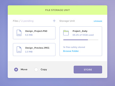 Day 037 - File Storage Widget cloud copy cut file folder move safe storage transfer unit widget