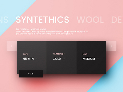 Day 097 - Washing Machine UI macine slider start tabs temperature time ui washing