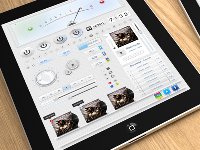 Active Gui audio elements gui ipad iphone knob labels media player power social vu web