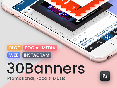 Social Media Banner Pack banner food graphics instagram media music pack pinterest promotional social web