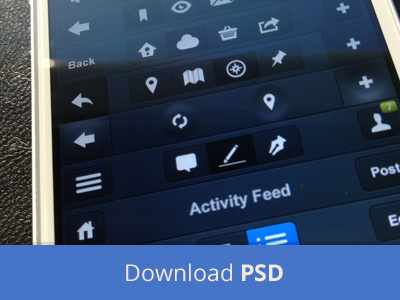 10 Navigation Bars - Free PSD arrow bar button comment feed free freebie icons ios ipad iphone navigation pin psd switch
