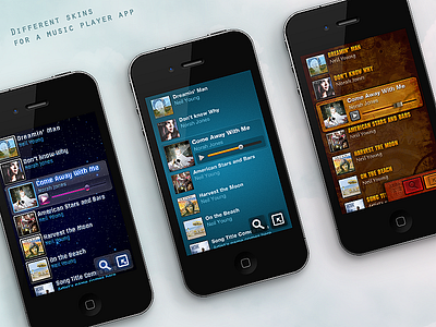 Skins for a Music Player App 2012 app iphone iphone 4 music music app music player skin