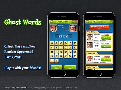 Ghost Words game app design game ghost ios iphone skeumorphic skeuomorphic ui word