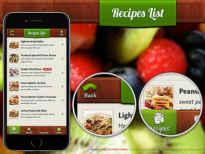 Recipe listing app 2012 cook cooking design ios kitchen recipe recipe app skeuomorphic ui