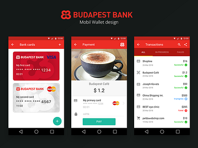 Budapest Bank mobile wallet design