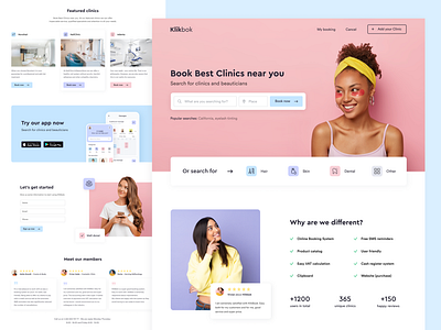 Clinic booking system website app beautician beauty beauty salon blue booking clinic dental dentist doctor fashion hair hairdresser pink purple skin woman