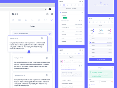 Quil writing assistant - Chrome extension browser chrome extension citation correction document drag and drop grammar notes paper paragraph pdf plagiarism students task management text editor write