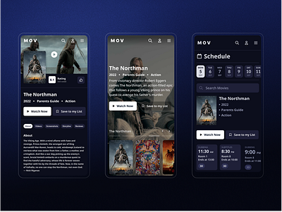 Online Cinema app concept app carousel cinema mobile movie movies northman schedule ui