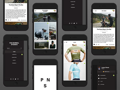 Pas Normal communication & performance app app application brand customization cycling dark design fashion mobile sport ui uiux ux