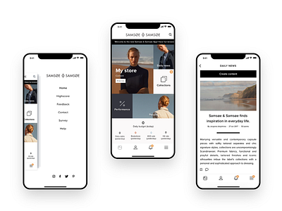 Samsøe communication & performance app app application brand clothing customization employee fashion minimalism mobile native app ui ux
