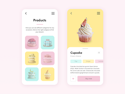 Cake Your Day app concept bakery cake candy dessert mint muffin pastry pink shop sweet ui ux yellow