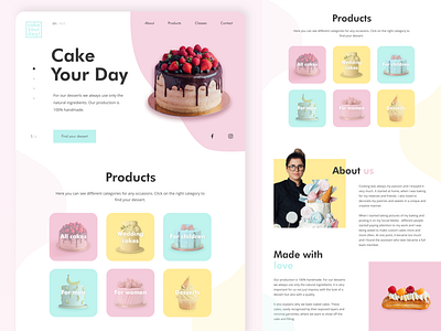 Cake Your Day website cake candy cupcake landing mint pastel pastry pink shop sweet sweets tasty yellow