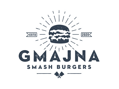 Gmajna Smash Burger Logo branding burger cafe classic drawing food illustration logo design retro smash vector vintage