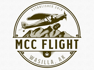 MCC FLIGHT Logo Concept branding bush pilot plane cannabis classic design drawing hip illustraion industrial industrial logo logo mountain plane retail retro store vector vintage