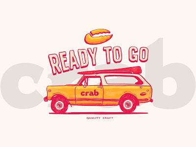 Ready to go! artwork crab craft illustration road summer surf trip