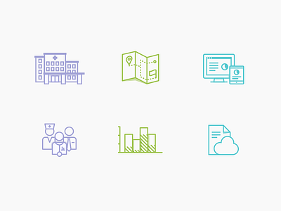 SpendBridge Icons cloud based data healthcare hospital icons interface kaa map people