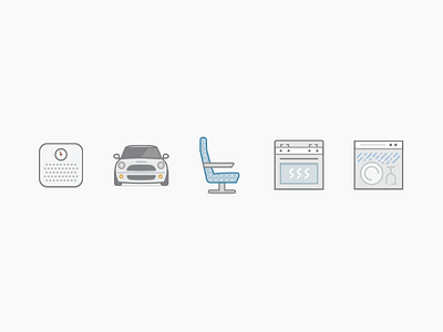 Internet of Things Icons airplane seat car connected product dishwasher icons internet of things kaa oven scale stove