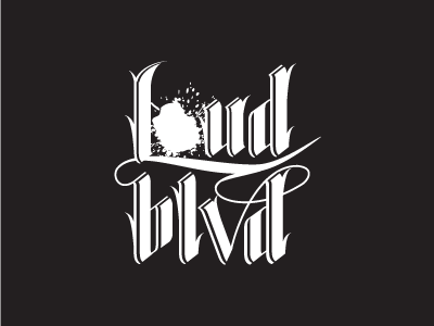 Loudblvd blackletter calligraphy graffiti ink bomb lettering. hand drawn swashes typography