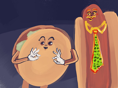 Hamburgers, hotdogs, and independence fantasy hamburger hotdog illustration isaac craft procreate