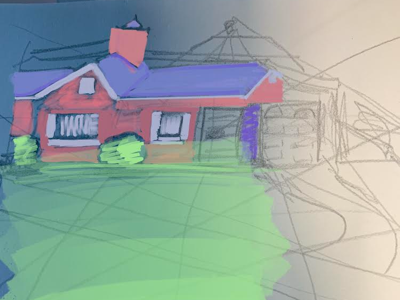 My neighbors house house isaac craft perspective drawing procreate