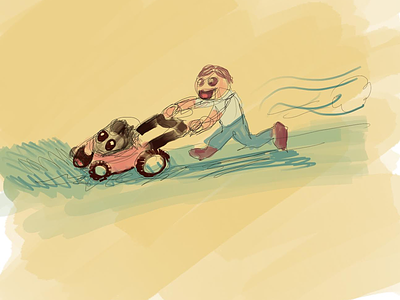 Boy and His Mower illustration isaac craft procreate