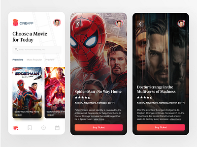 Movie App | CineApp app cinema doctor strange movie spiderman