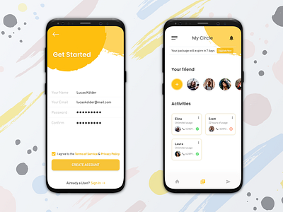 Friendship Circle app app concept circle color concept dashboard design design app friendship illustration inspiration iphone mobile page style ui ui design yellow