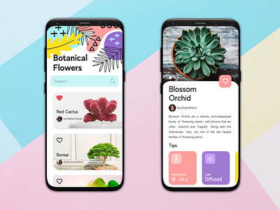 Botanical Flowers android app app concept botanical color colorful concept dashboard design design app flower illustration inspiration iphone mobile page style ui ui design work