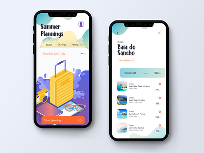 Summer Plans APP app app concept clean color colorful concept dashboard design design app illustration inspiration iphone mobile plans style summer today ui ui design work