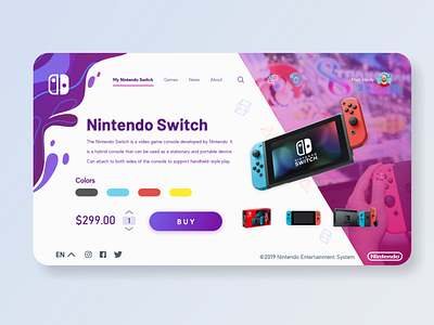 Nintendo Switch branding card card design clean color colorful concept dashboard ui interface landing design landing page nintendo switch page product style today ui ui design update work