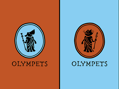 Olympets Dual Logos ancient greek branding cat dog dual logos greek logo luxury olympus pets staff toga