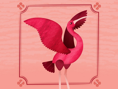 Scarlet Ibis bird border flowers frame graphic design illustration pattern scarlet ibis tropical