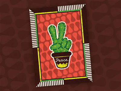 Peace Plant – Holiday Card 2020 botanical cactus design holiday holiday card illustration mod pattern peace peace sign retro thorns typography vintage