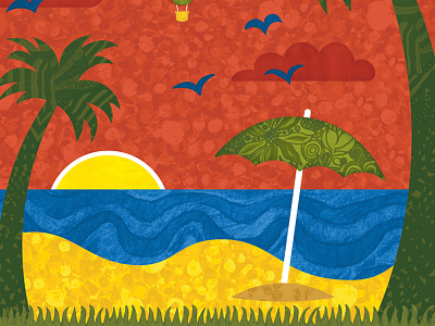 Nursery Art – Beach art baby beach beach umbrella birds design illustration nursery ocean palm trees palms pattern sand sun texture umbrella